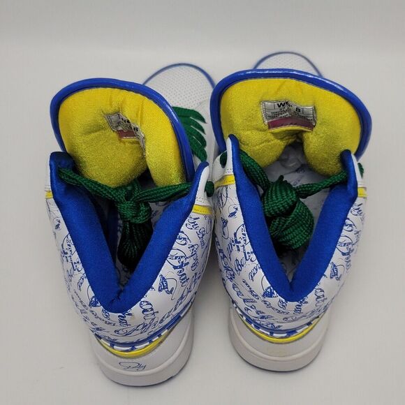 Baby Phat Y2K Women's Cat High Top Leather Sneakers Size 8 White Blue Yellow - Picture 11 of 13